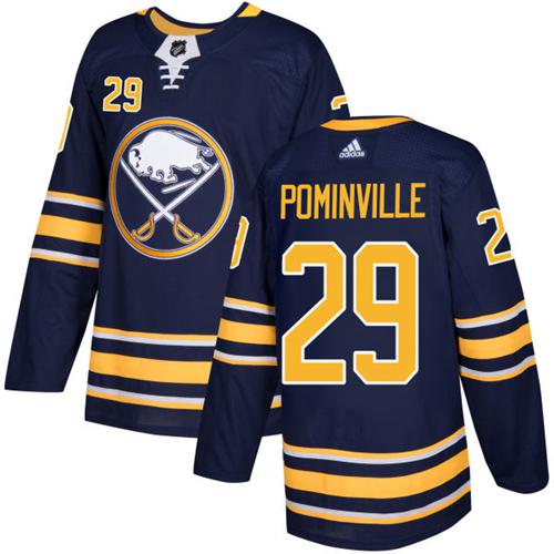 Men Adidas Buffalo Sabres 29 Jason Pominville Navy Blue Home Authentic Stitched NHL Jersey